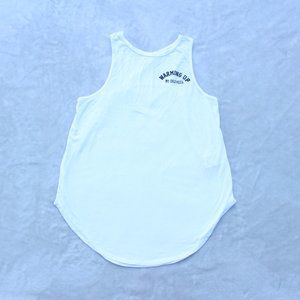 white hollister graphic open back muscle tee